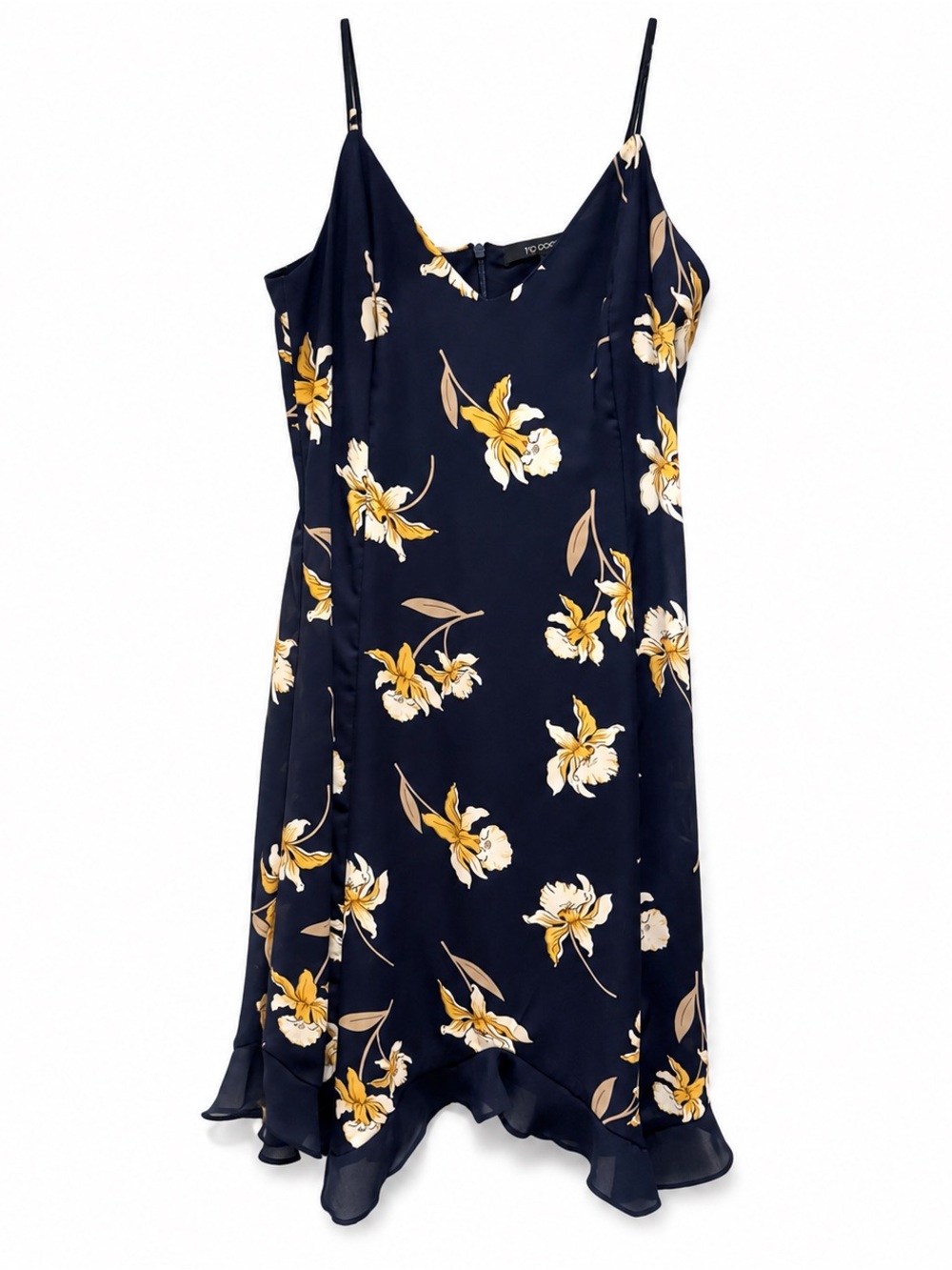 19 Cooper Navy Slip Dress with Yellow Floral Print